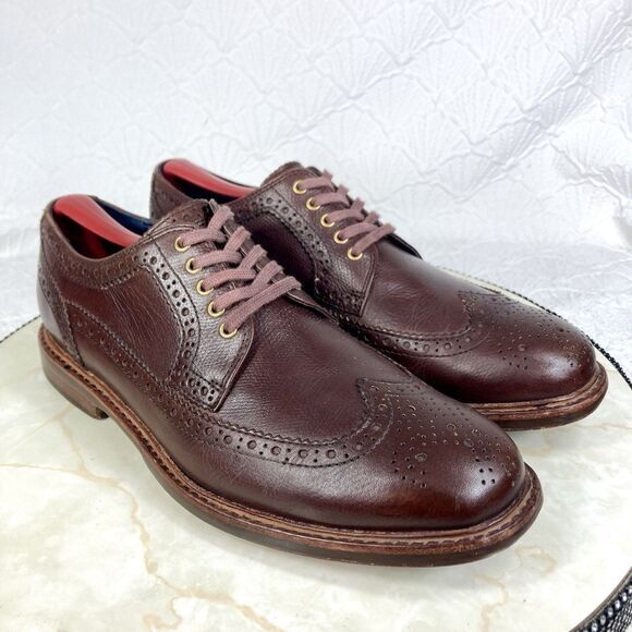Cole Haan Shoes Mens Size 7.5 Brown Cooper Square Wingtip Oxford Dress Shoes - Picture 2 of 13